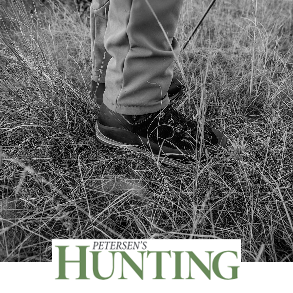 Meindl Air Revolution Alpine 4.1 Hiker – As Featured in Petersen's Hunting Magazine – Gore-Tex Waterproof Hiking Boot Worn by Hunter Standing in Tall Dry Grass Field